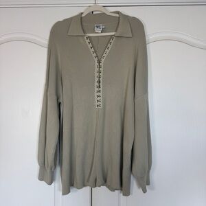 Princess Polly Jenna Comfy Ribbed Romper - Sage Green - Size M/L